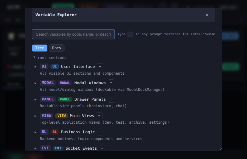 Variable explorer used from Chat