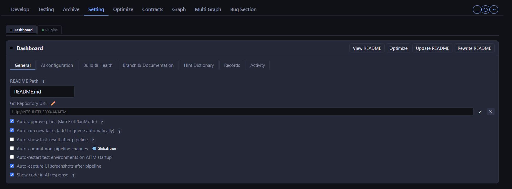 Project Settings — General tab