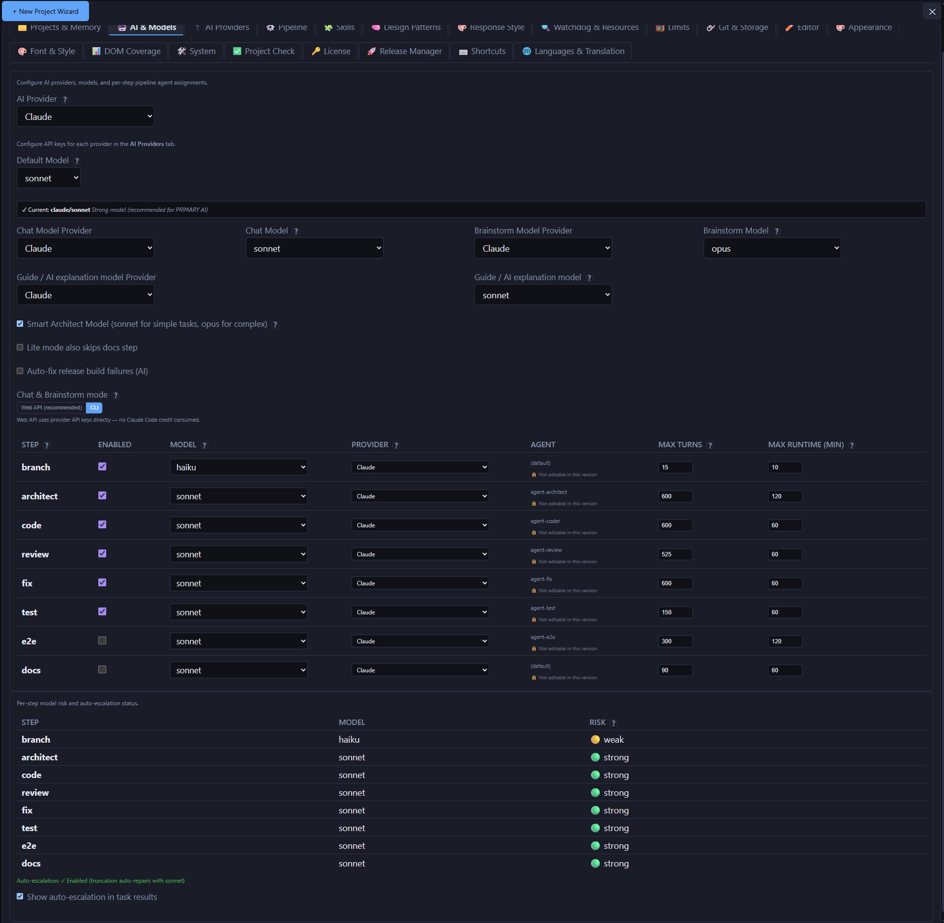 Settings, AI Models