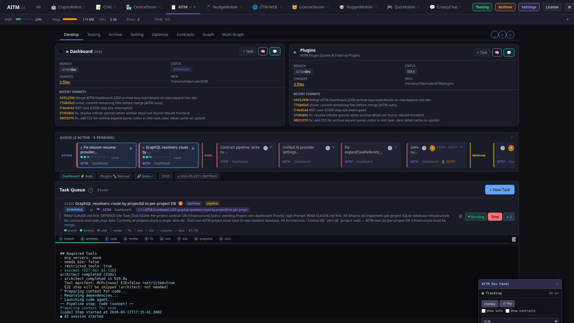 Dev Dashboard